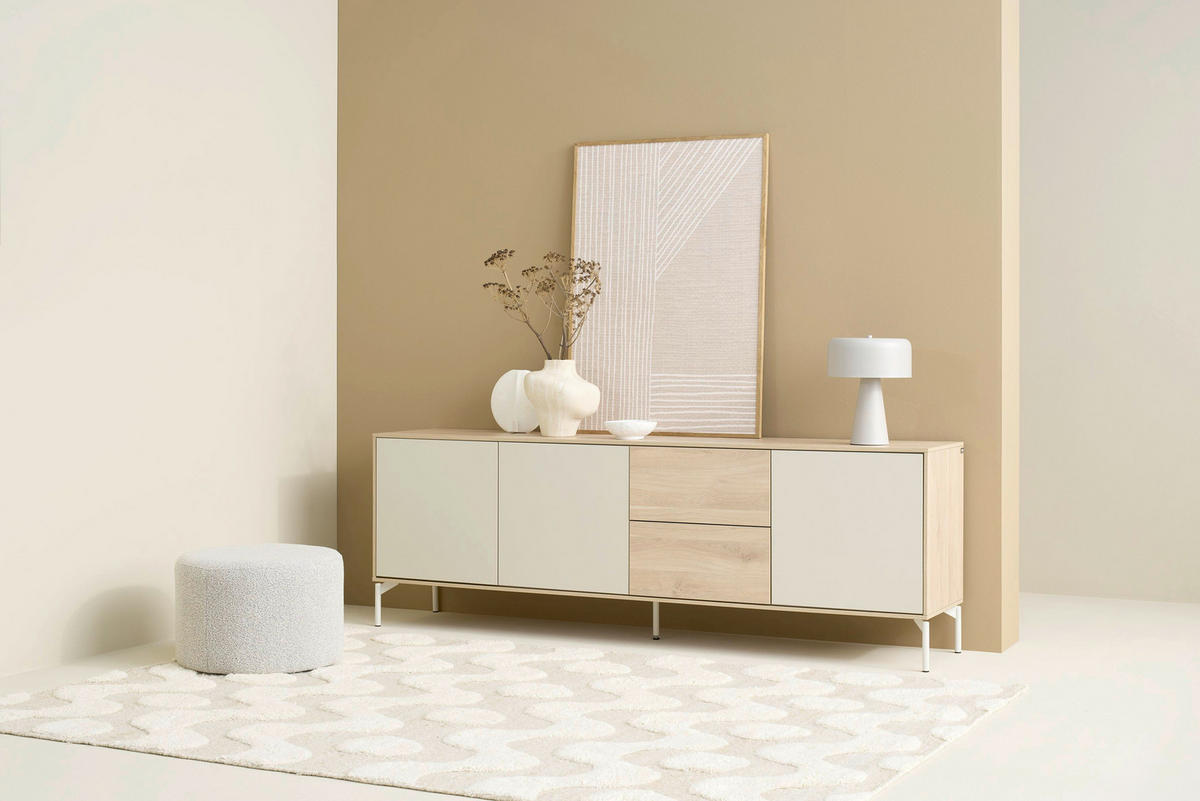 SIDEBOARD LABOE 197/67/41 cm 2 Schublade(n)  - Eiche Bianco/Seidengrau, MODERN, Holzwerkstoff (197/67/41cm) - Schöner Wohnen