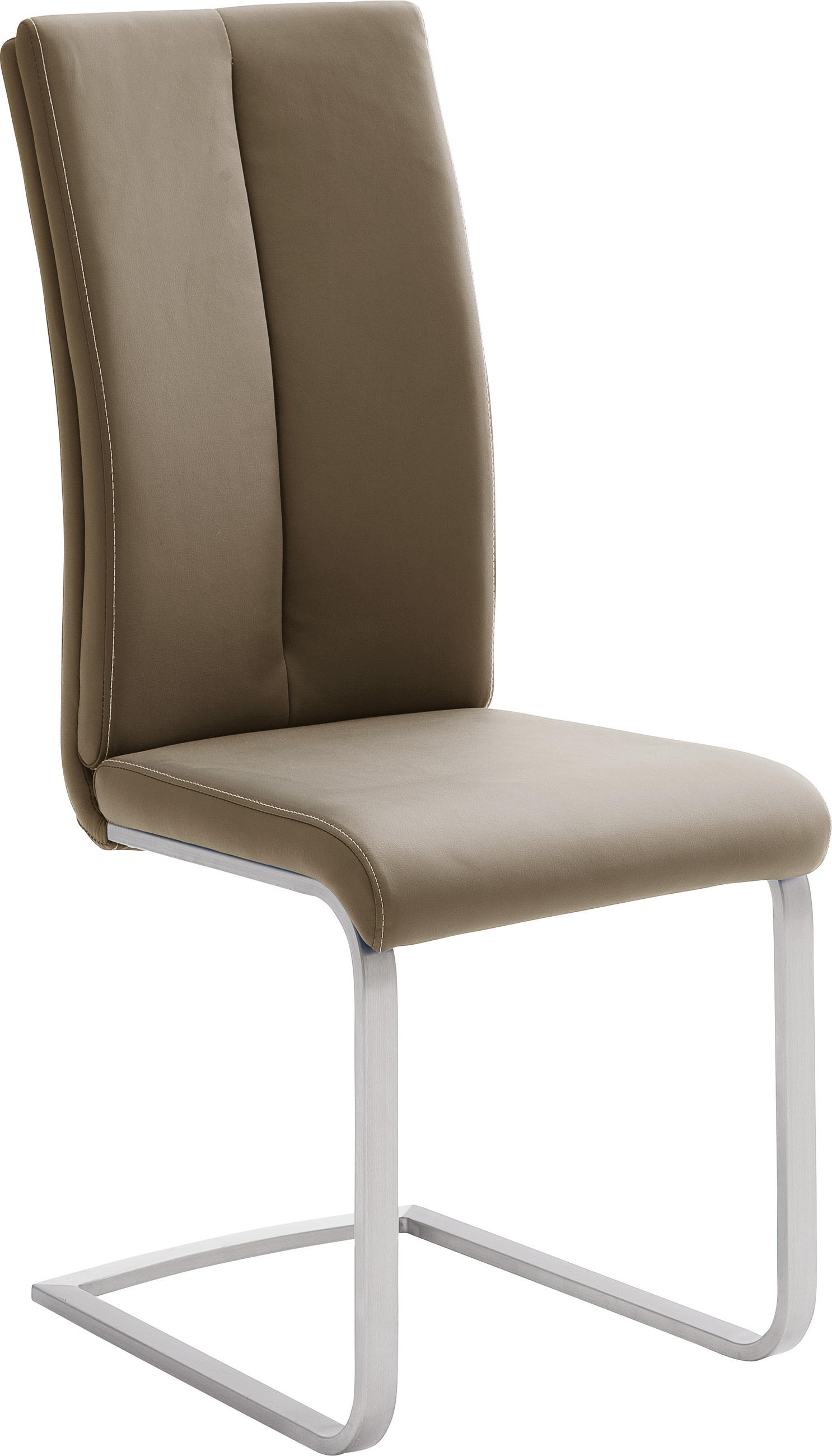 Schwingstuhl in Metall, Textil Edelstahlfarben, Hellbraun