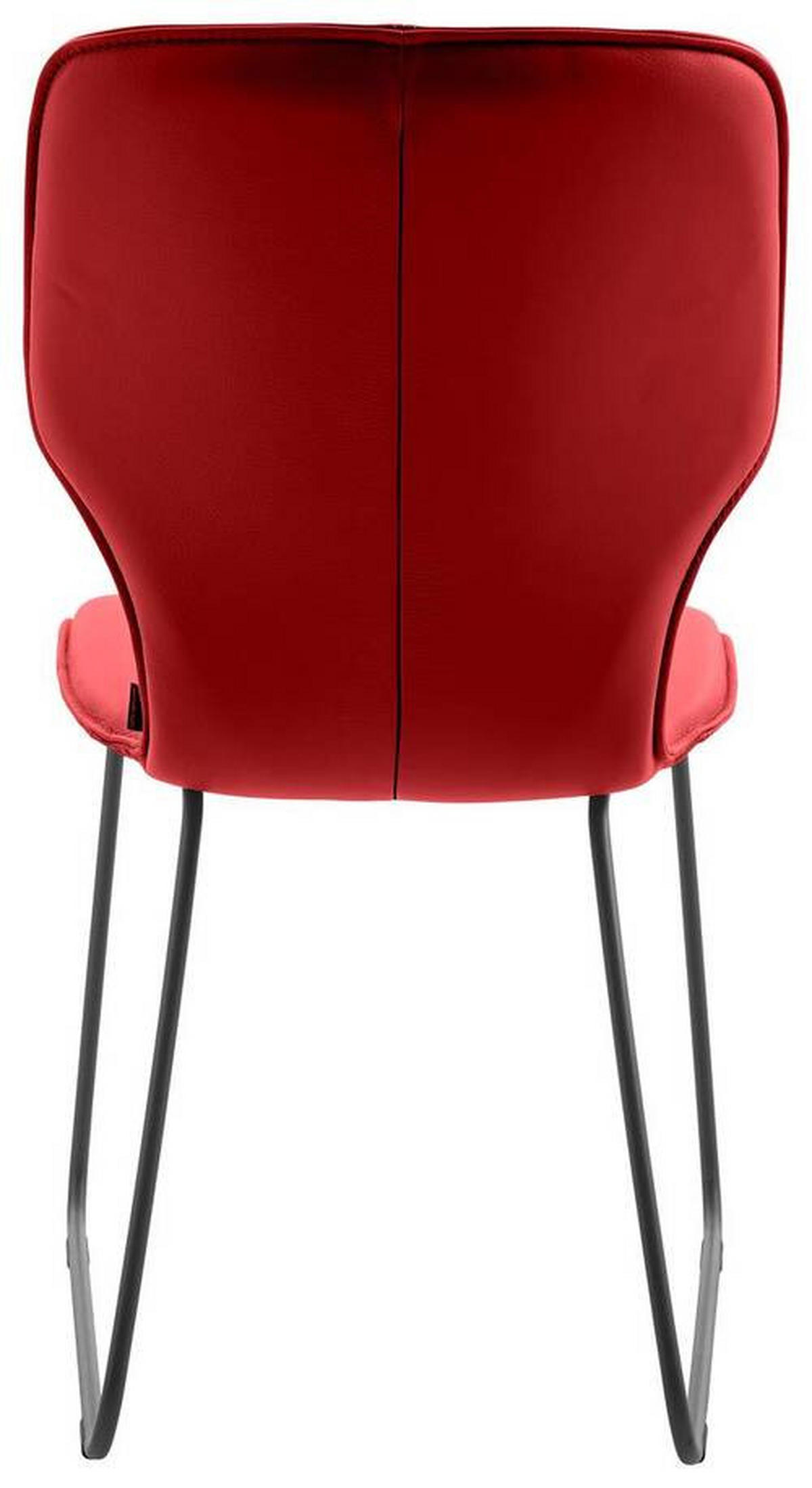 STUHL Echtleder Rot  - Dunkelgrau/Rot, Design, Leder/Metall (49/95/63cm) - Musterring