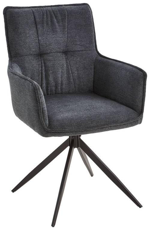 ARMLEHNSTUHL  in Eisen Mikrofaser  - Dunkelgrau/Schwarz, MODERN, Holz/Textil (58/94/61cm) - Livetastic