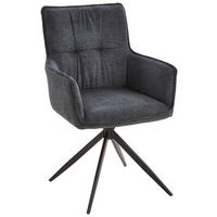 ARMLEHNSTUHL  in Eisen Mikrofaser  - Dunkelgrau/Schwarz, Modern, Holz/Textil (58/94/61cm) - Livetastic