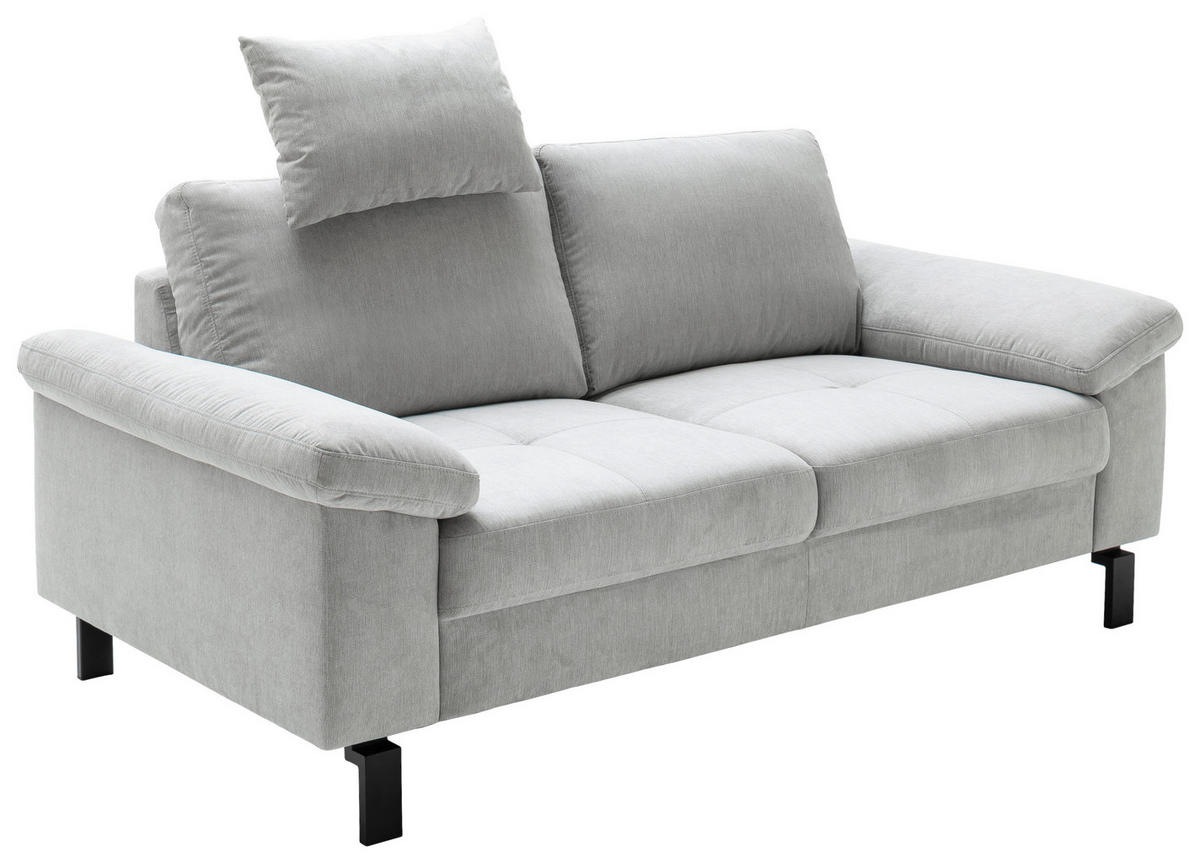 2-SITZER-SOFA Velours Silberfarben  - Silberfarben/Schwarz, Design, Textil/Metall (186/86/97cm) - Pure Home Lifestyle