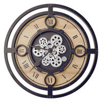 WANDUHR - Schwarz, Silberfarben, Eichefarben  - Eichefarben/Silberfarben, Basics, Holz/Kunststoff (57cm)