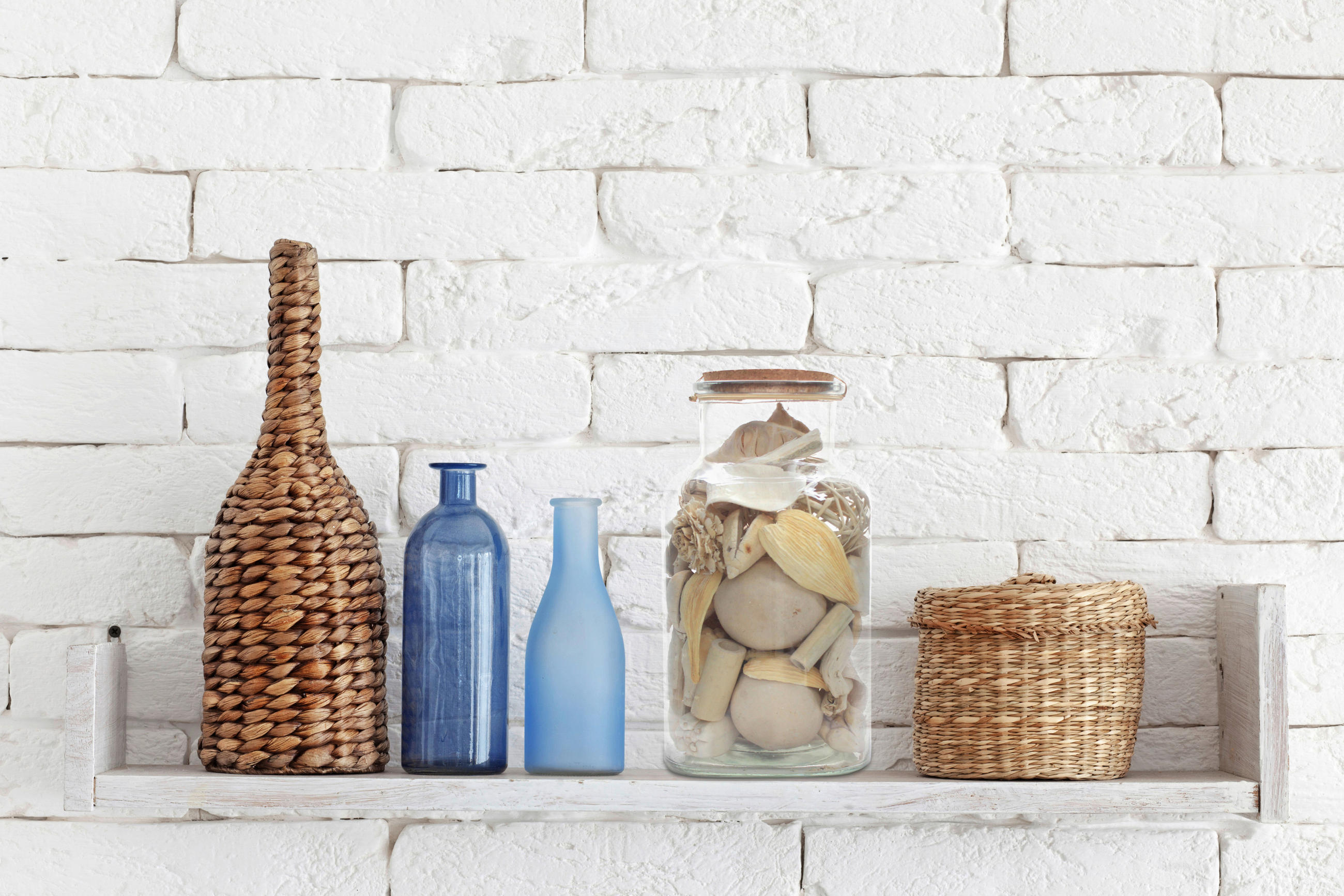 DEKOFLASCHE - Naturfarben, Lifestyle, Glas/Naturmaterialien (14/27/14cm) - Kayoom