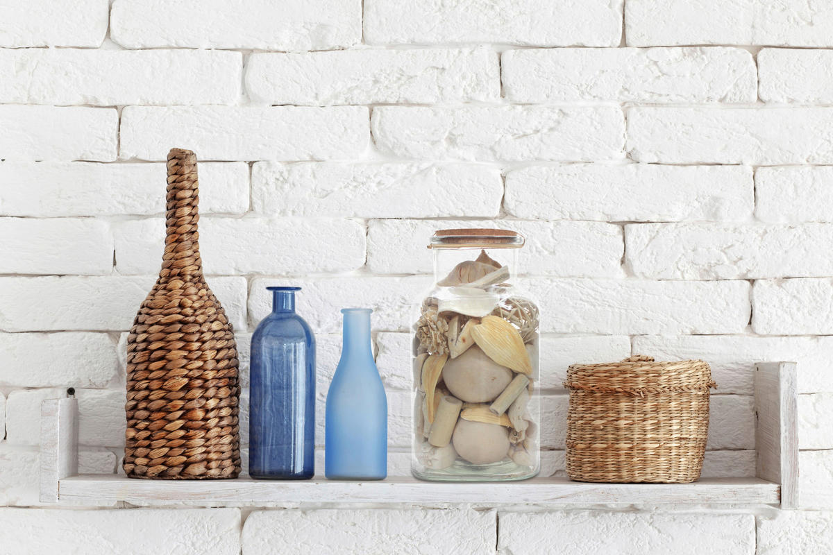 DEKOFLASCHE  - Naturfarben, LIFESTYLE, Glas/Naturmaterialien (14/27/14cm) - Kayoom