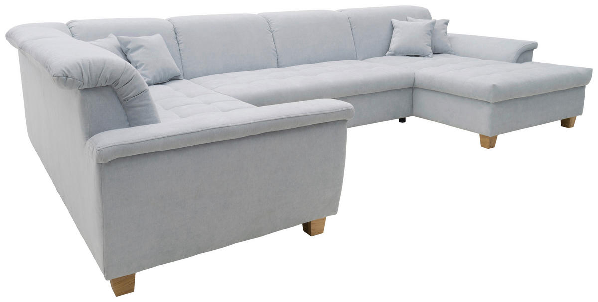 WOHNLANDSCHAFT in Mikrofaser Pastellblau  - Pastellblau/Eichefarben, KONVENTIONELL, Holz/Textil (214/352/170cm) - MID.YOU