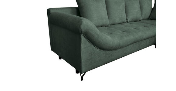 ECKSOFA Dunkelgrün Struktur - Dunkelgrün/Schwarz, KONVENTIONELL, Textil/Metall (274/194cm) - Carryhome