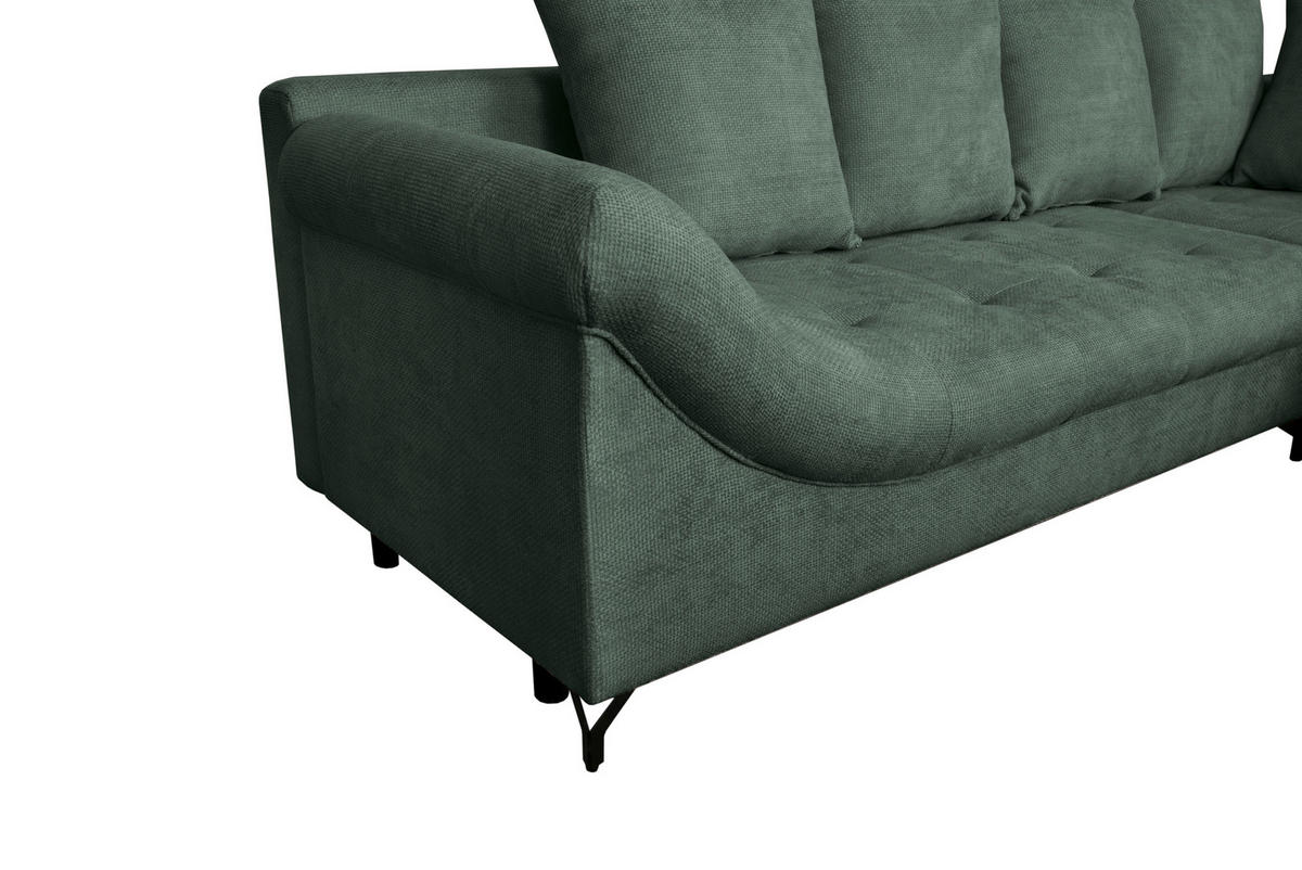 ECKSOFA Dunkelgrün Struktur  - Dunkelgrün/Schwarz, KONVENTIONELL, Textil/Metall (274/194cm) - Carryhome