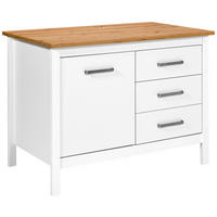 KÜCHENINSEL   in Weiß, Eiche Artisan  - Silberfarben/Weiß, MODERN, Holzwerkstoff/Metall (124/91/75cm) - home24