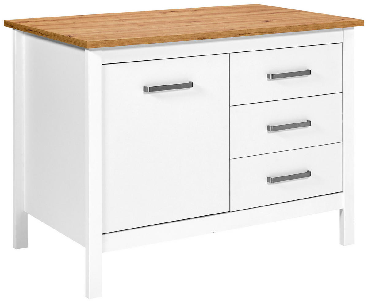 KÜCHENINSEL   in Weiß, Eiche Artisan  - Silberfarben/Weiß, MODERN, Holzwerkstoff/Metall (124/91/75cm) - home24