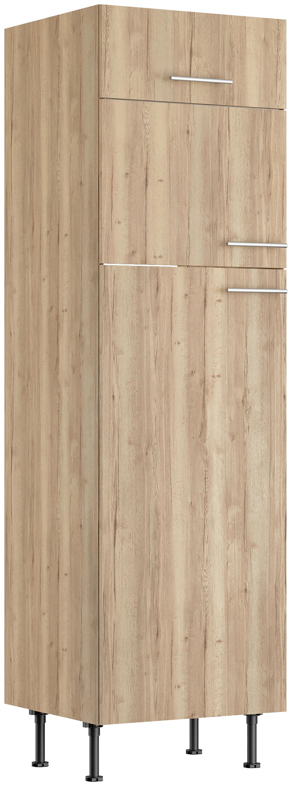 ECKKÜCHE 200/270 cm  in Eichefarben  - Edelstahlfarben/Eichefarben, Basics, Holzwerkstoff/Metall (200/270cm) - Optifit