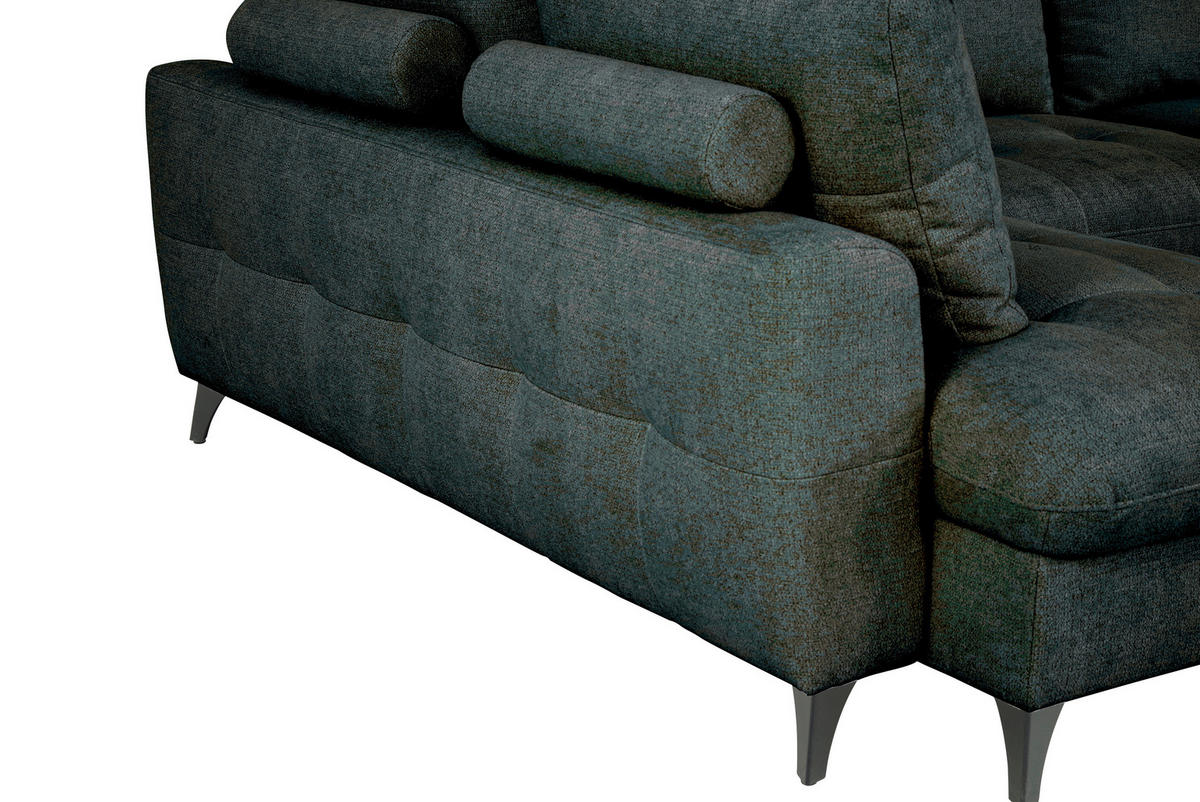 WOHNLANDSCHAFT Grau Chenille  - Schwarz/Grau, KONVENTIONELL, Textil/Metall (188/340/160cm) - Xora