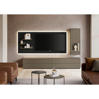 WOHNWAND  Graphitfarben, Graubraun 298,4/191,1/49,2 cm    - Graubraun/Graphitfarben, Design, Glas/Holz (298,4/191,1/49,2cm) - Invivus