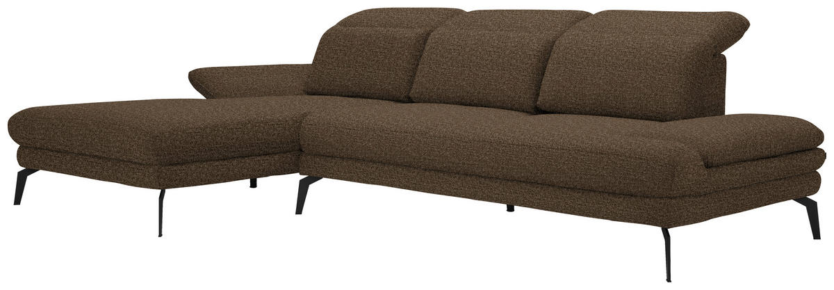 ECKSOFA in Webstoff Braun  - Schwarz/Braun, Design, Textil/Metall (180/289cm) - Stylife