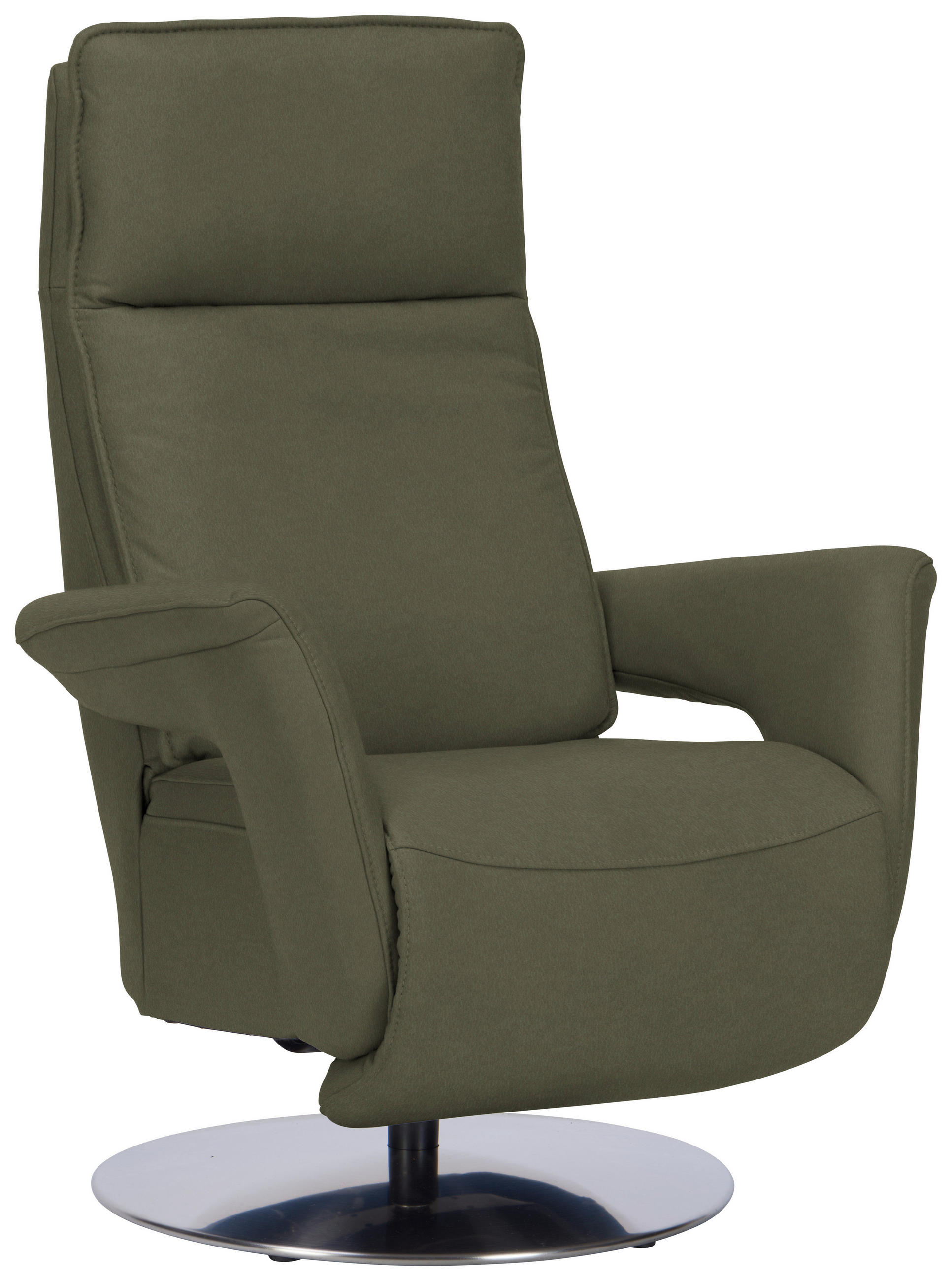 RELAXSESSEL in Leder Grün, Grau  - Edelstahlfarben/Grau, Design, Leder/Metall (83/112/87-174cm) - Valdera