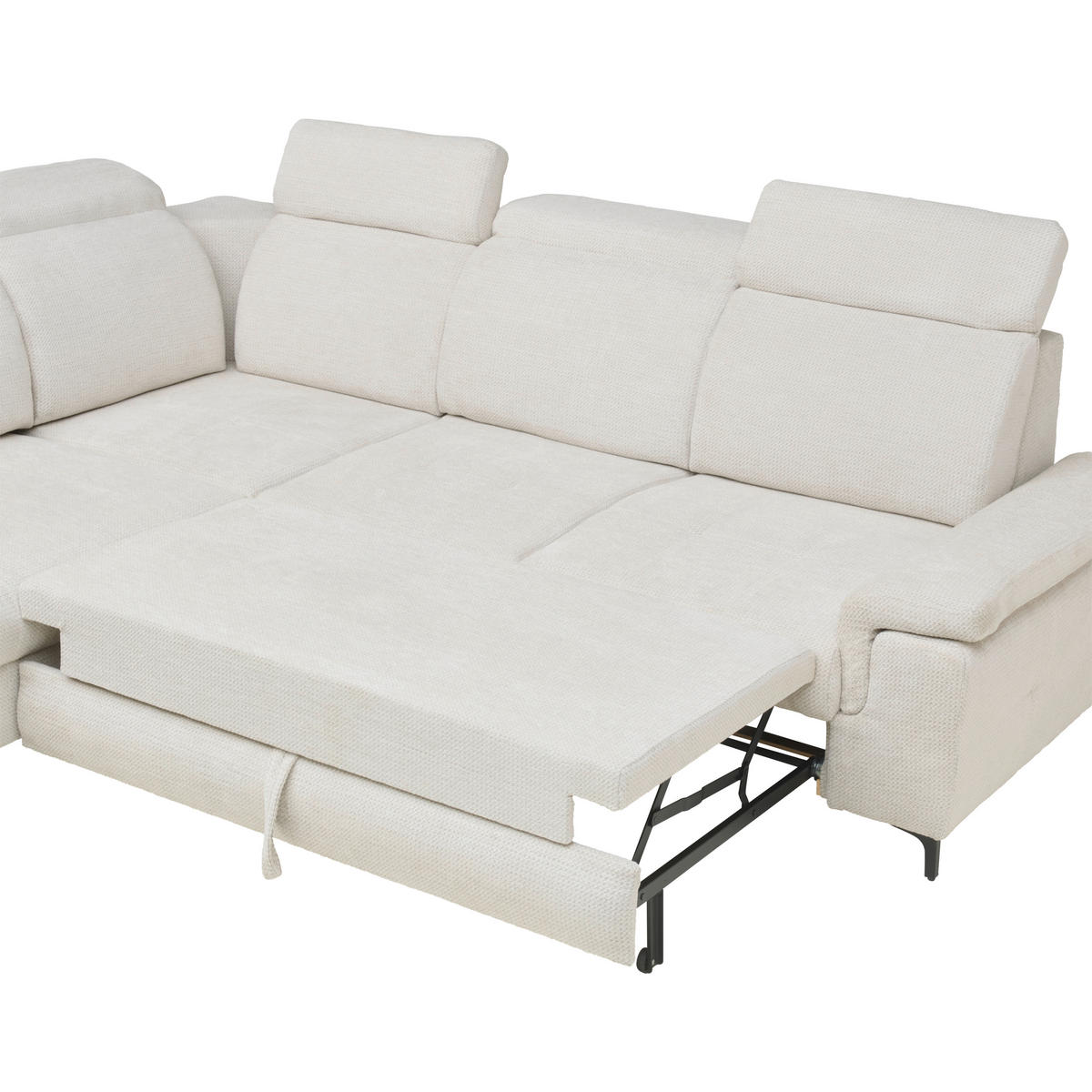 ECKSOFA in Struktur Beige  - Beige/Schwarz, Design, Textil/Metall (292/270cm) - Stylife