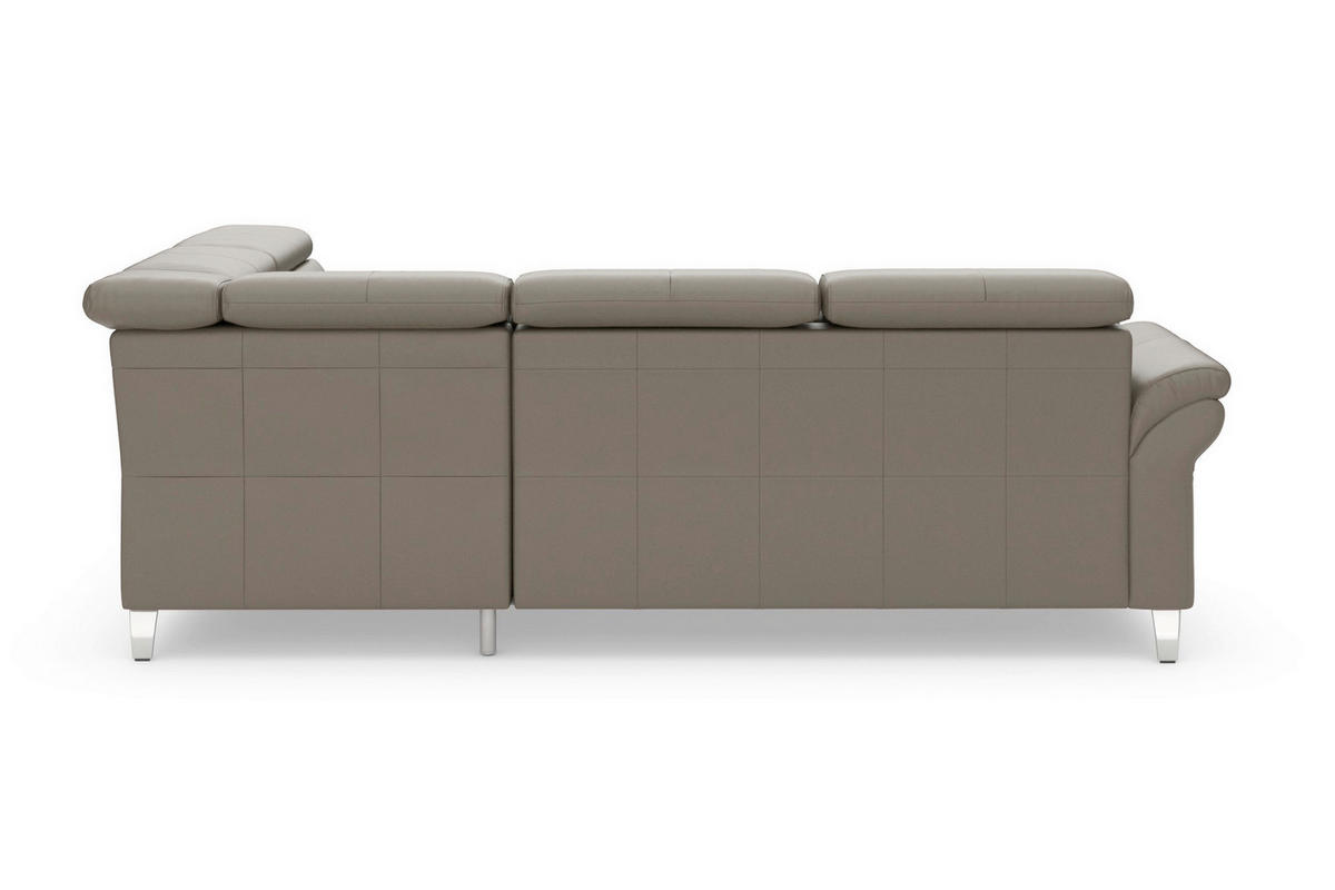 ECKSOFA ARNGAST E Grau Echtleder Kopfteilverstellung  - Chromfarben/Grau, Basics, Leder/Metall (245/194cm) - Sit & More