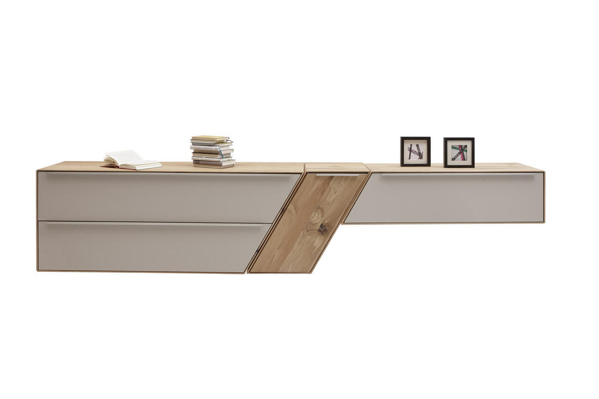 LOWBOARD Sonia  in 295/58,2/47,1 cm  - Edelstahlfarben/Schlammfarben, Design, Glas/Holz (295/58,2/47,1cm) - Valnatura