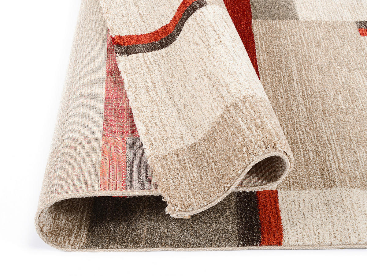 TKANÝ KOBEREC, 160/230 cm, hnědá, červená, béžová - hnědá/béžová, Konvenční, textil (160/230cm) - Novel