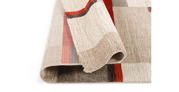 WEBTEPPICH 65/130 cm Palazzo Bloc Braun, Rot, Beige - Beige/Rot, KONVENTIONELL, Textil (65/130cm) - Novel