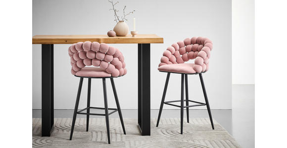 BARHOCKER Samt Rosa Eisen Stoffauswahl - Schwarz/Rosa, Design, Textil/Metall (57/104/55cm) - Novel