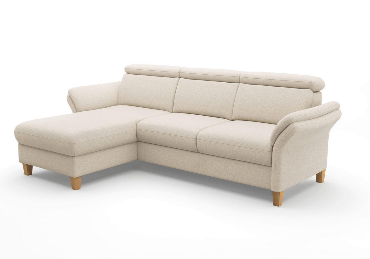 ECKSOFA GLENDALE E Creme Flachgewebe  - Eichefarben/Creme, KONVENTIONELL, Holz/Textil (166/253cm) - Sit & More