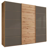 SCHWEBETÜRENSCHRANK  in Dunkelbraun, Eiche Bianco  - Eiche Bianco/Dunkelbraun, Natur, Glas/Holz (300/217/67cm) - Linea Natura