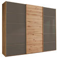SCHWEBETÜRENSCHRANK  in Dunkelbraun, Eiche Bianco  - Eiche Bianco/Dunkelbraun, Natur, Glas/Holz (300/217/67cm) - Linea Natura