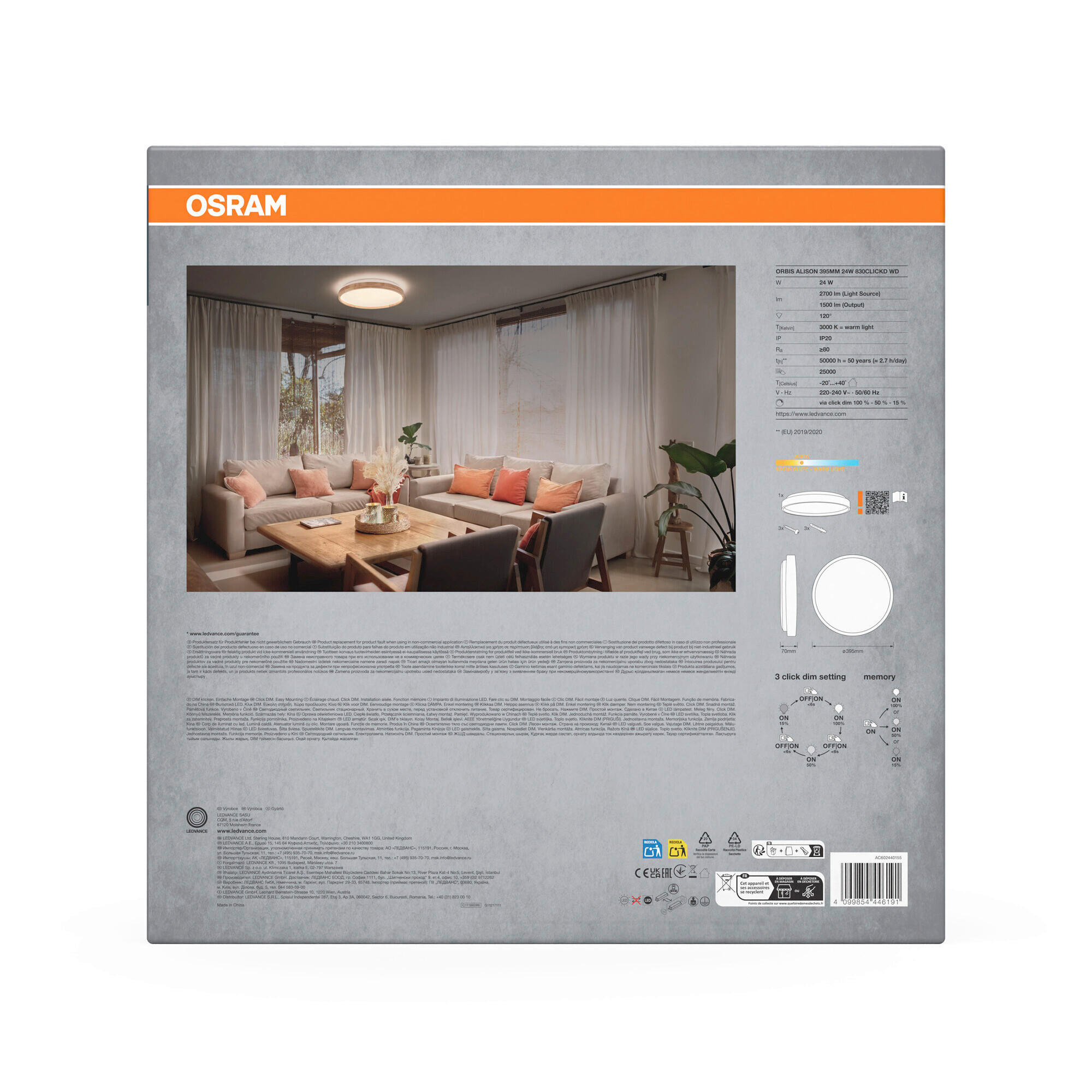 Thumbnail - Osram Led-Deckenleuchte, Metall, Kunststoff, 7 cm, Lampen & Leuchten, LED Beleuchtung, LED-Deckenleuchten