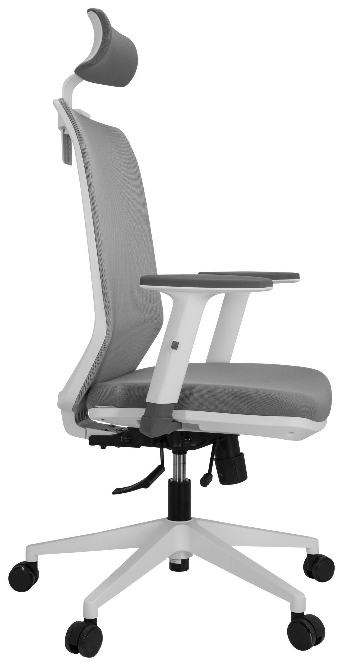 OTOČNÁ ŽIDLE, síťovina, plochá tkanina, šedá, bílá - šedá/bílá, Basics, textil/plast (70/117/62cm) - MID.YOU