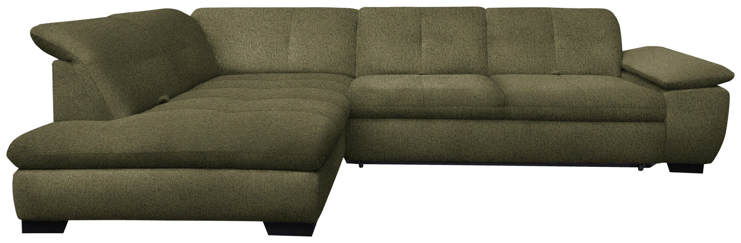 ECKSOFA in Flachgewebe Olivgrün  - Schwarz/Olivgrün, Design, Textil/Metall (242/313cm) - Xora
