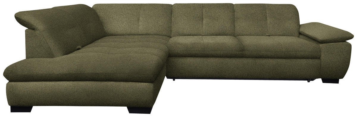 ECKSOFA in Flachgewebe Olivgrün  - Schwarz/Olivgrün, Design, Textil/Metall (242/313cm) - Xora