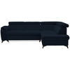 ECKSOFA in Mikrofaser Dunkelblau  - Schwarz/Dunkelblau, Design, Textil/Metall (260/203cm) - Stylife
