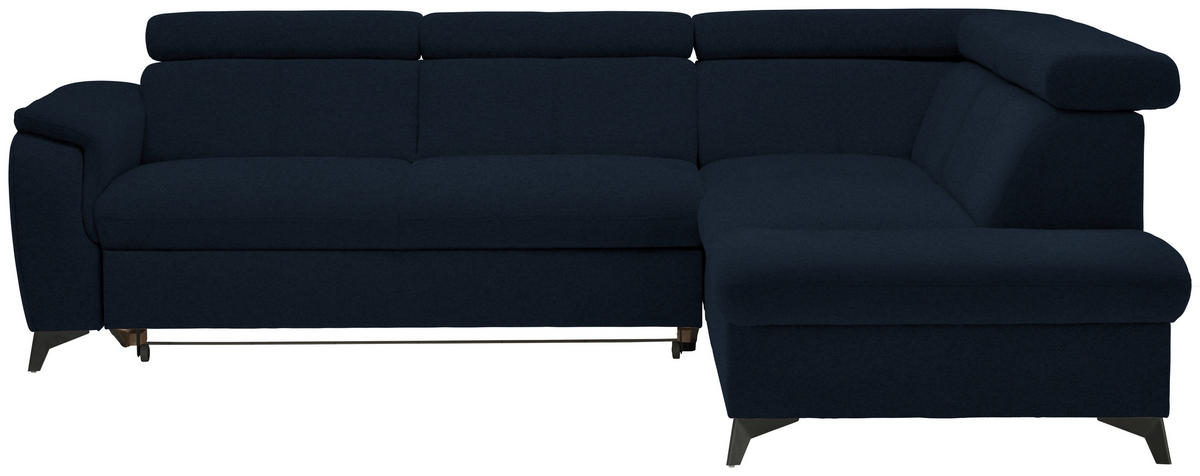 ECKSOFA in Mikrofaser Dunkelblau  - Schwarz/Dunkelblau, Design, Textil/Metall (260/203cm) - Stylife