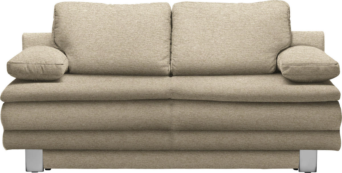 SCHLAFSOFA Bruno  mit Fußauswahl, Stoffauswahl Webstoff Beige  - Chromfarben/Beige, Design, Textil/Metall (194/96/86cm) - Novel