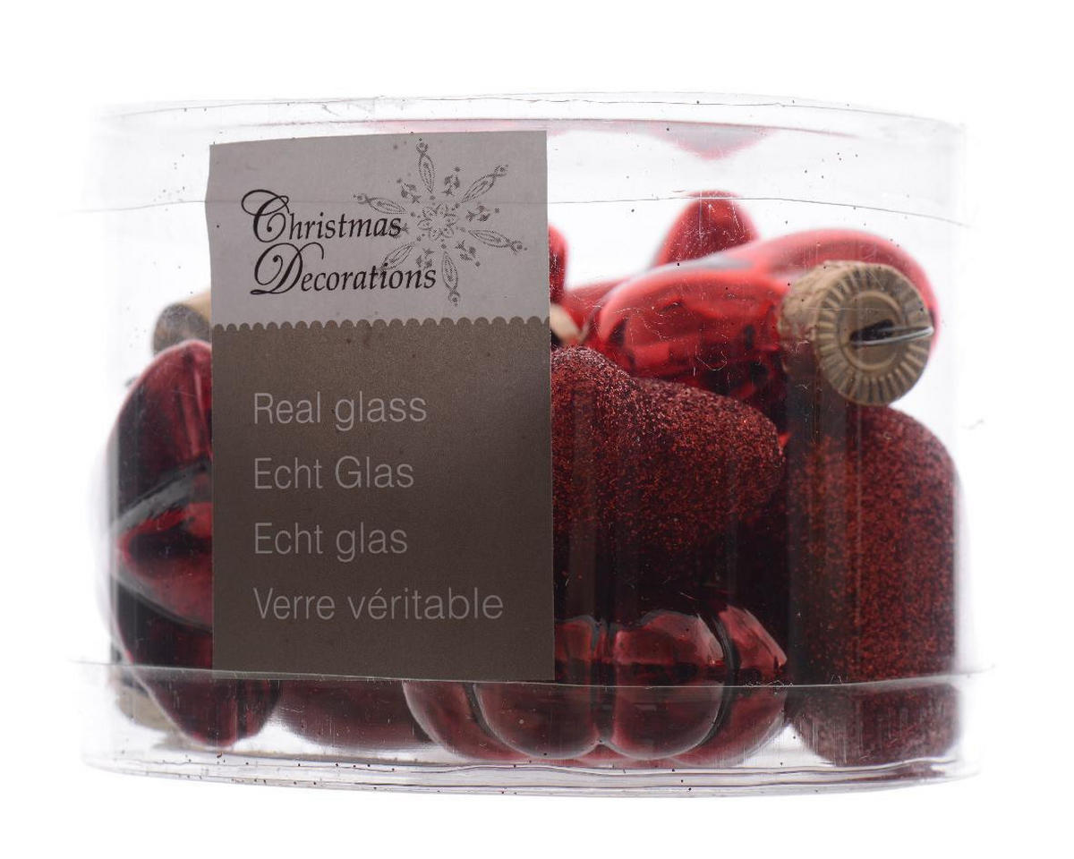 CHRISTBAUMANHÄNGER 4 cm  - Rot, Basics, Glas (4cm)