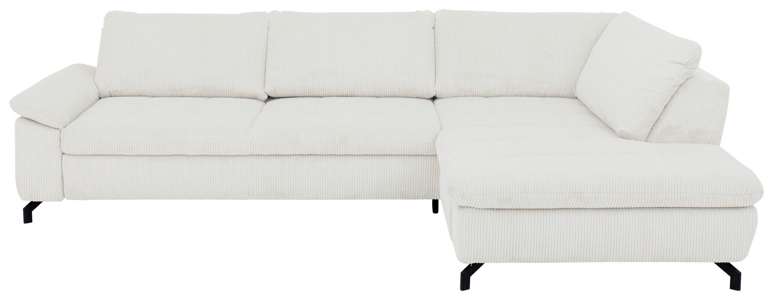 ECKSOFA Sense Creme, Naturfarben Cord, Velours  - Creme/Schwarz, Design, Textil/Metall (291/197cm) - Beldomo Style