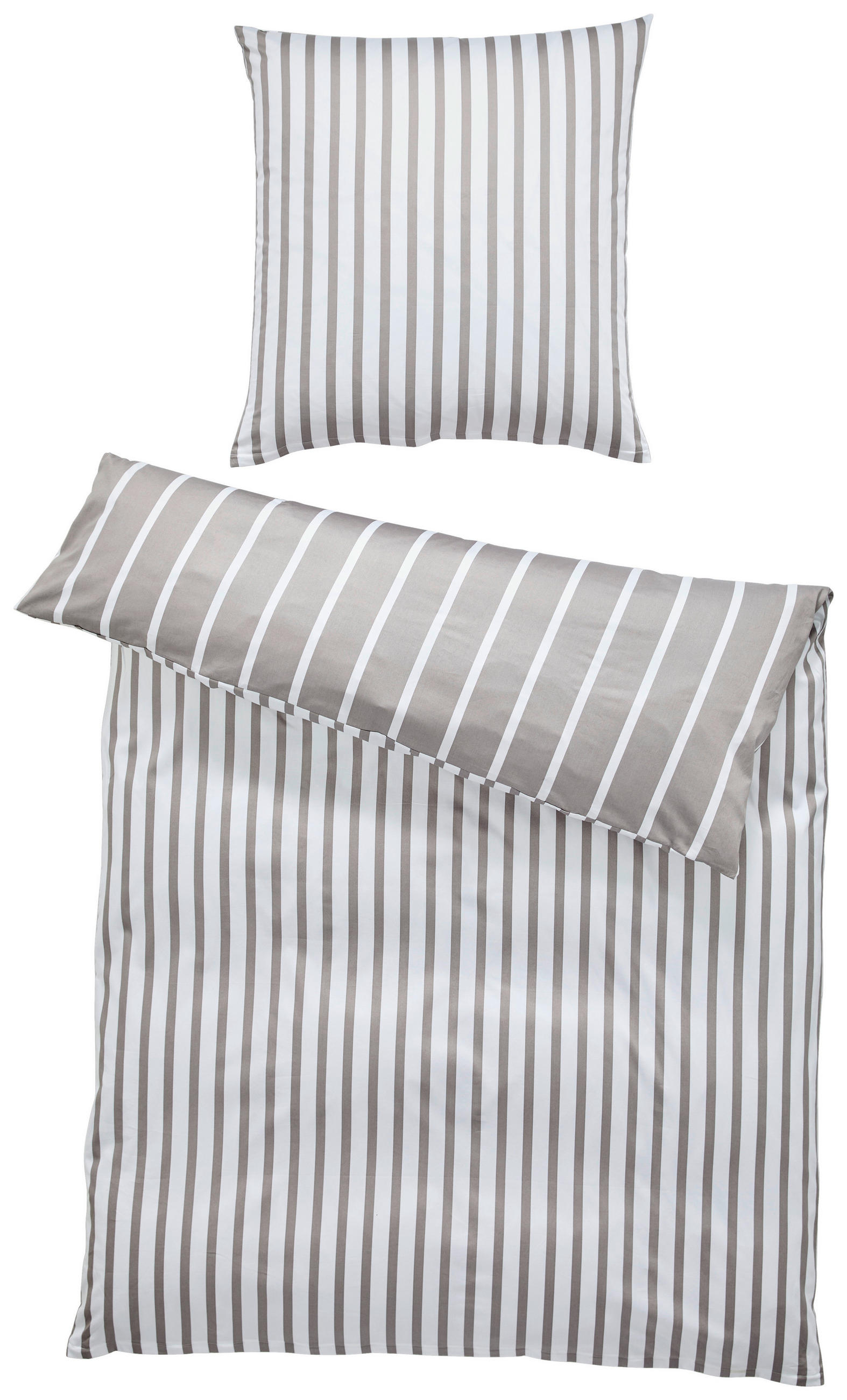 BETTWÄSCHE GENTANO Makosatin 135/200 cm  - Graubraun/Weiß, Design, Textil (135/200cm) - Janine