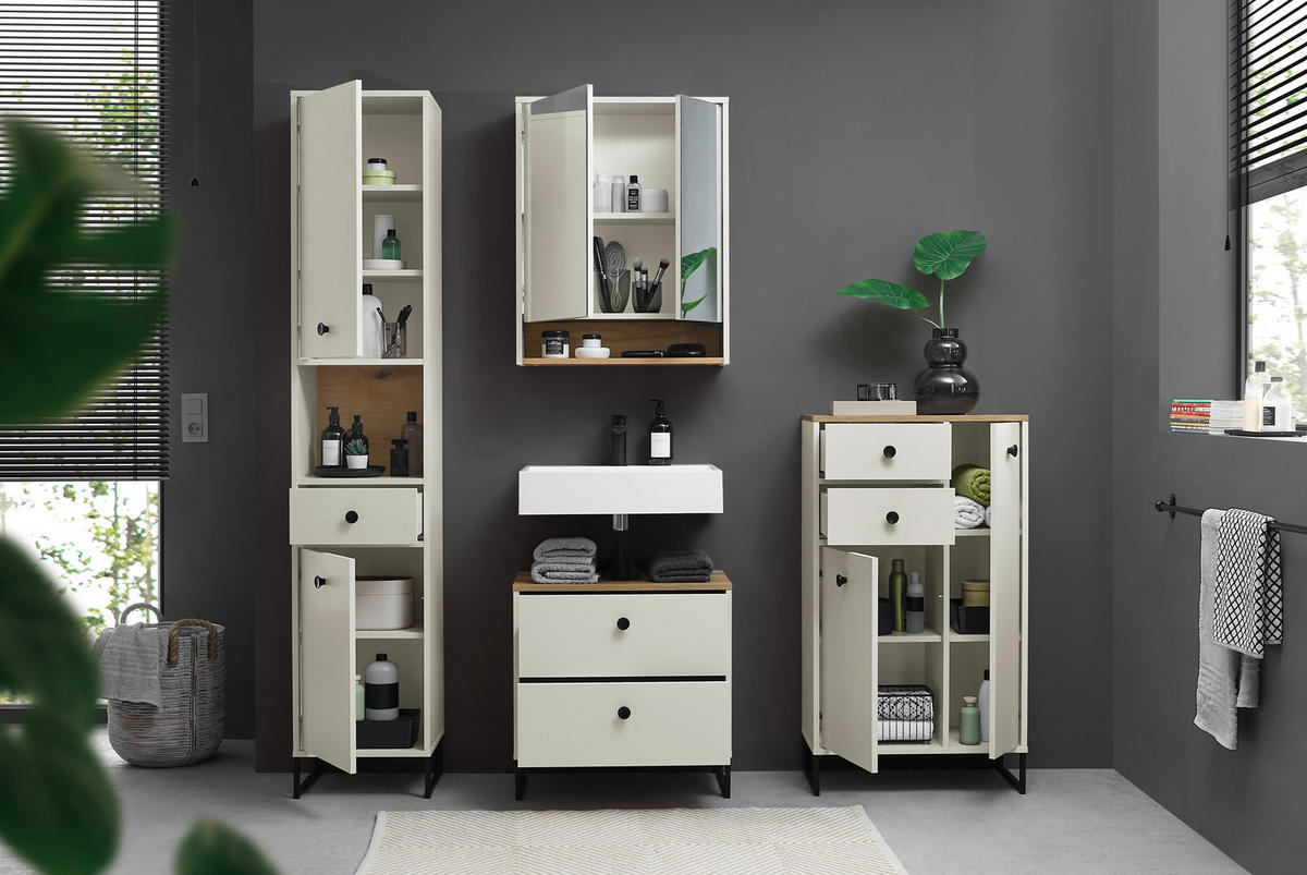 WASCHBECKENUNTERSCHRANK 60/60/35 cm  - Kaschmir/Eichefarben, MODERN, Holzwerkstoff/Kunststoff (60/60/35cm) - MID.YOU