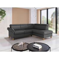 ECKSOFA Flachgewebe Dunkelgrau  - Eichefarben/Dunkelgrau, Konventionell, Holz/Textil (247/193cm) - Sit & More