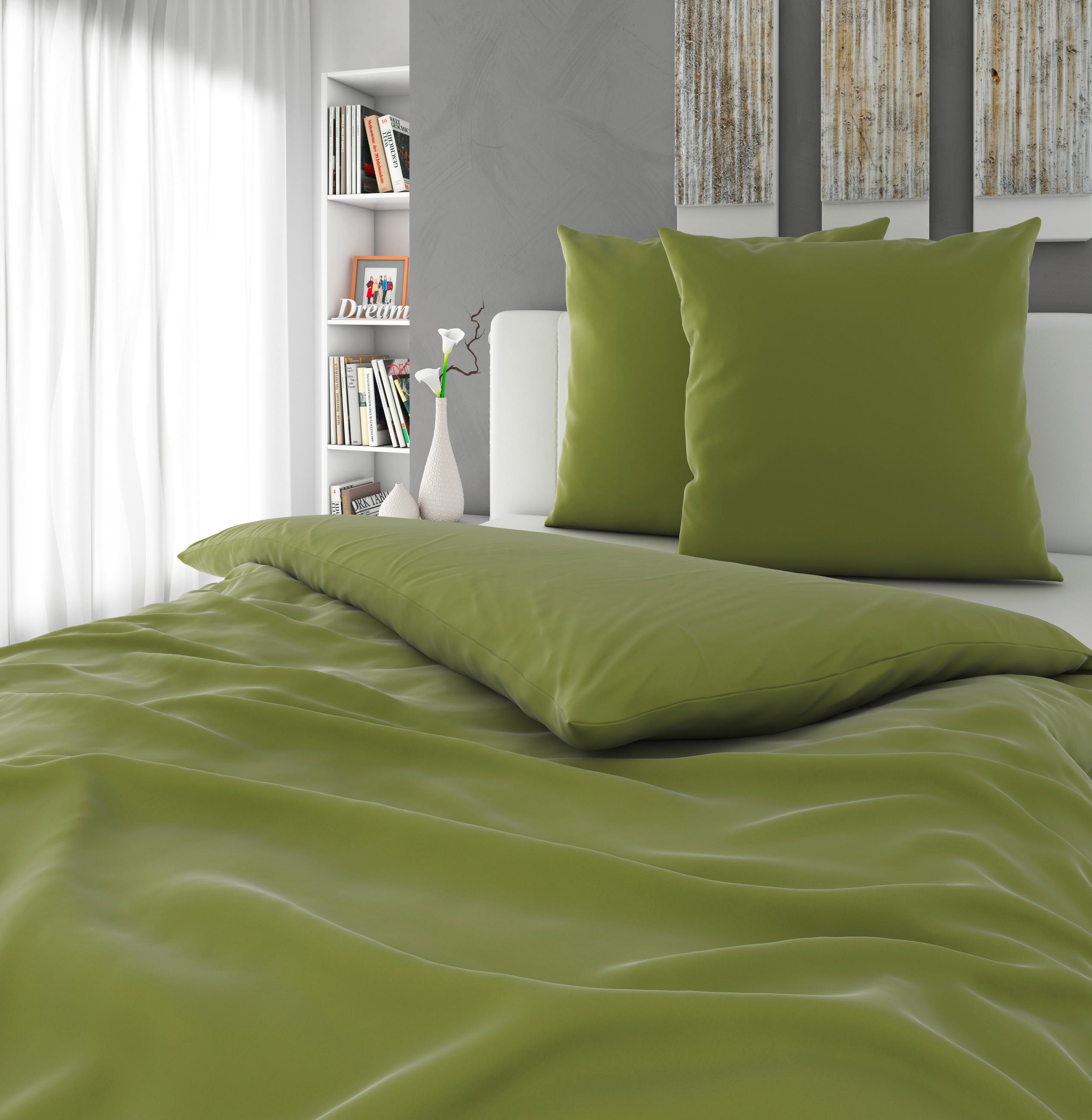 BETTWÄSCHE Segesta Satin 200/200 cm  - Dunkelgrün, MODERN, Textil (200/200cm) - Novel