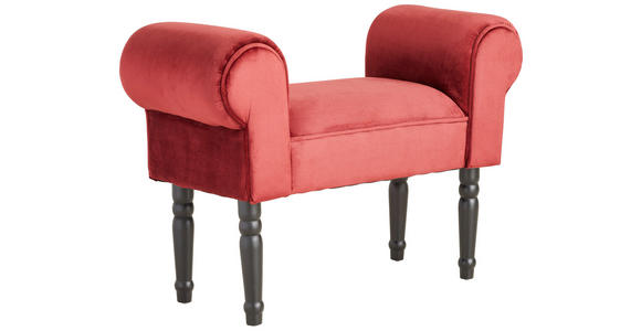 HOCKER Samt Kiefer Schwarz, Weinrot - Weinrot/Schwarz, Trend, Holz/Textil (76/54/30cm) - Xora