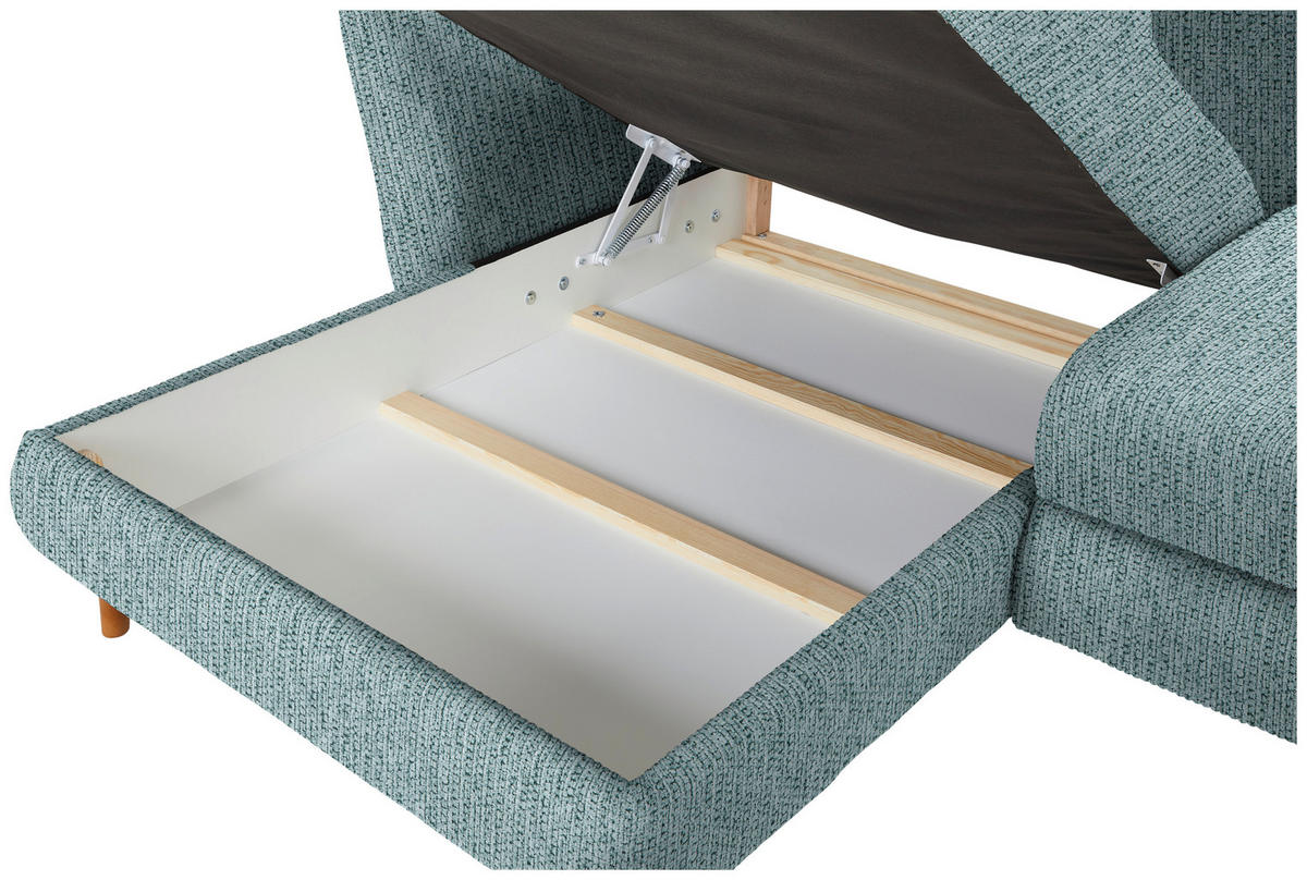 ECKSOFA in Webstoff Türkis  - Türkis/Eichefarben, Konventionell, Holz/Textil (284/162cm) - Carryhome