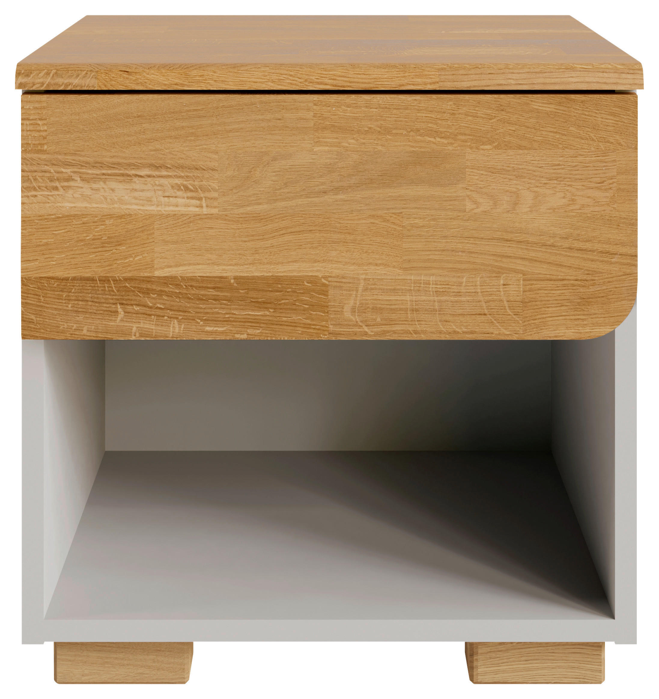 Thumbnail - Cantus Nachtschrank, Grau, Eiche, Holz, Holzwerkstoff, Eiche, massiv, 1 Schubladen, 45x46x45 cm, Typenauswahl, Soft-Clos...