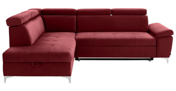 ECKSOFA in Samt Bordeaux  - Chromfarben/Bordeaux, KONVENTIONELL, Textil/Metall (206/271cm) - Carryhome