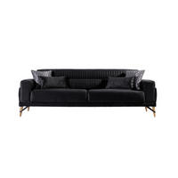 3-SITZER-SOFA Samt Schwarz  - Beige/Silberfarben, Design, Kunststoff/Textil (233/77/87cm) - Livetastic