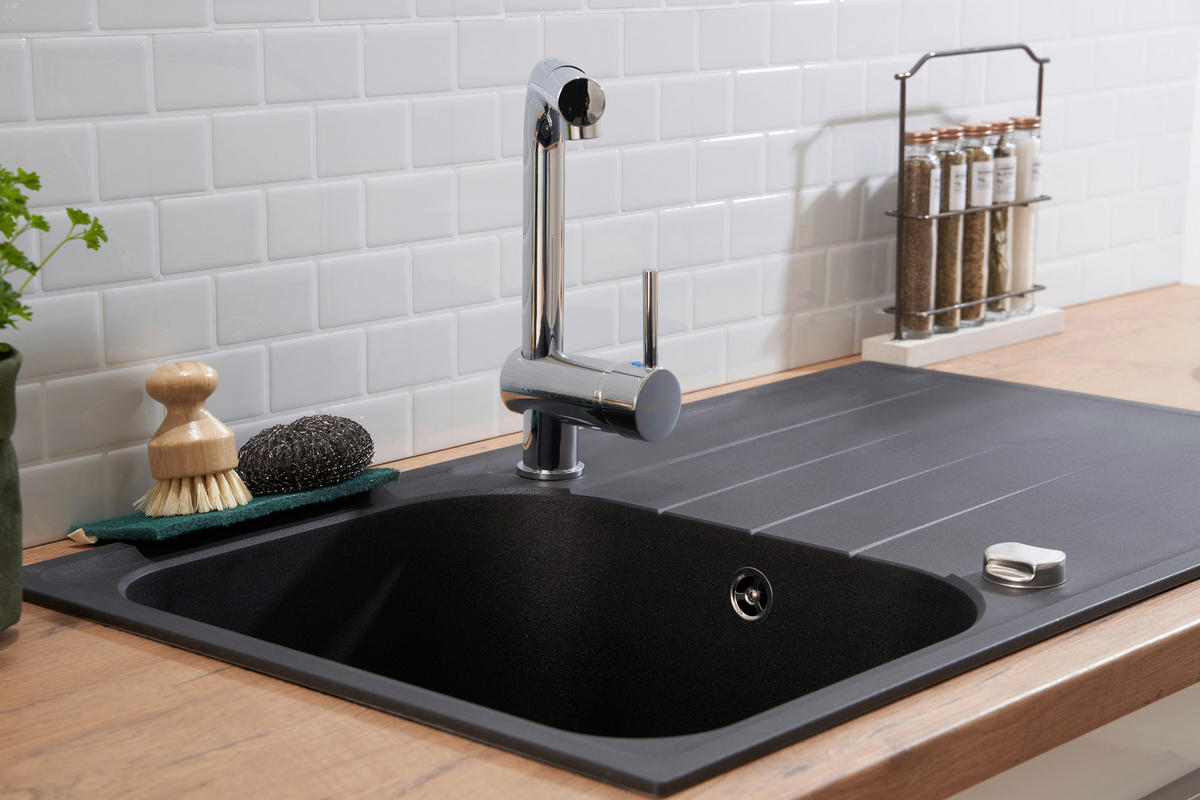 SPÜLE 1725ORLANDO86X50S  - Schwarz, Trend, Stein (86/20,9/50cm) - Respekta