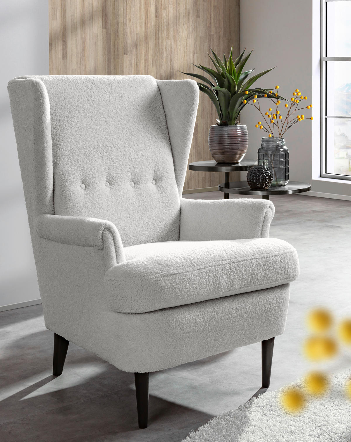 OHRENSESSEL Flachgewebe Schlammfarben  - Schlammfarben/Dunkelbraun, Design, Holz/Textil (72/104/85cm) - Carryhome