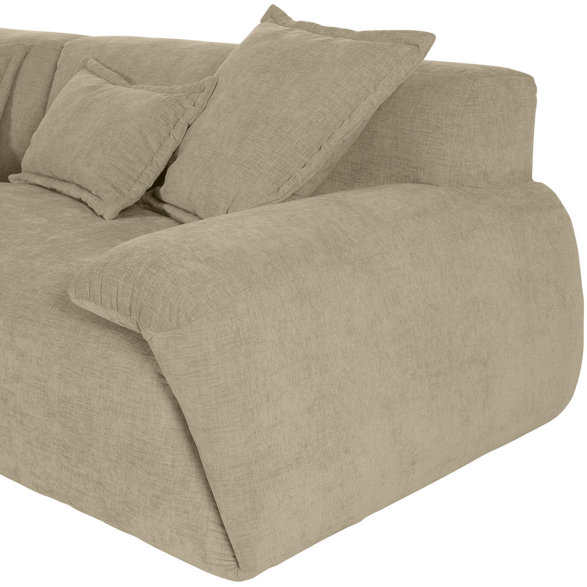 ECKSOFA in Flachgewebe Beige  - Beige/Schwarz, Konventionell, Kunststoff/Textil (174/274cm) - Carryhome