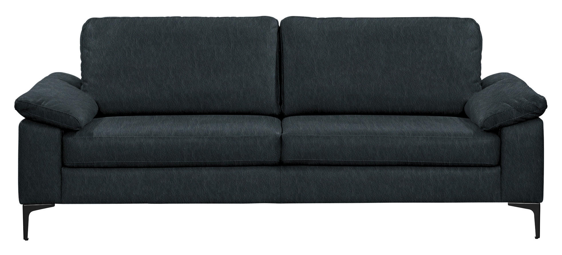 3-SITZER-SOFA  in Echtleder Dunkelblau   - Schwarz/Dunkelblau, Design, Leder/Metall (224/86/97cm) - Schöner Wohnen